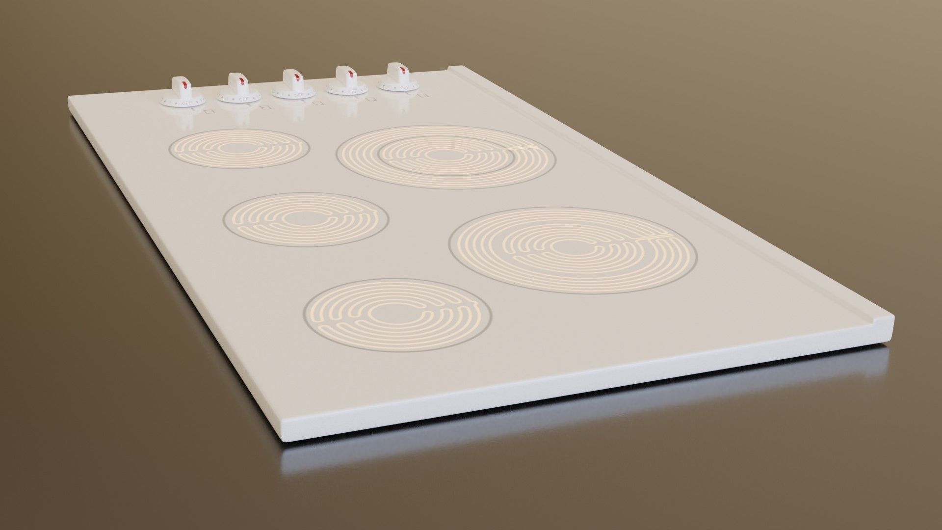 PBR model of an electric hob white finish Low-poly 3D model_3
