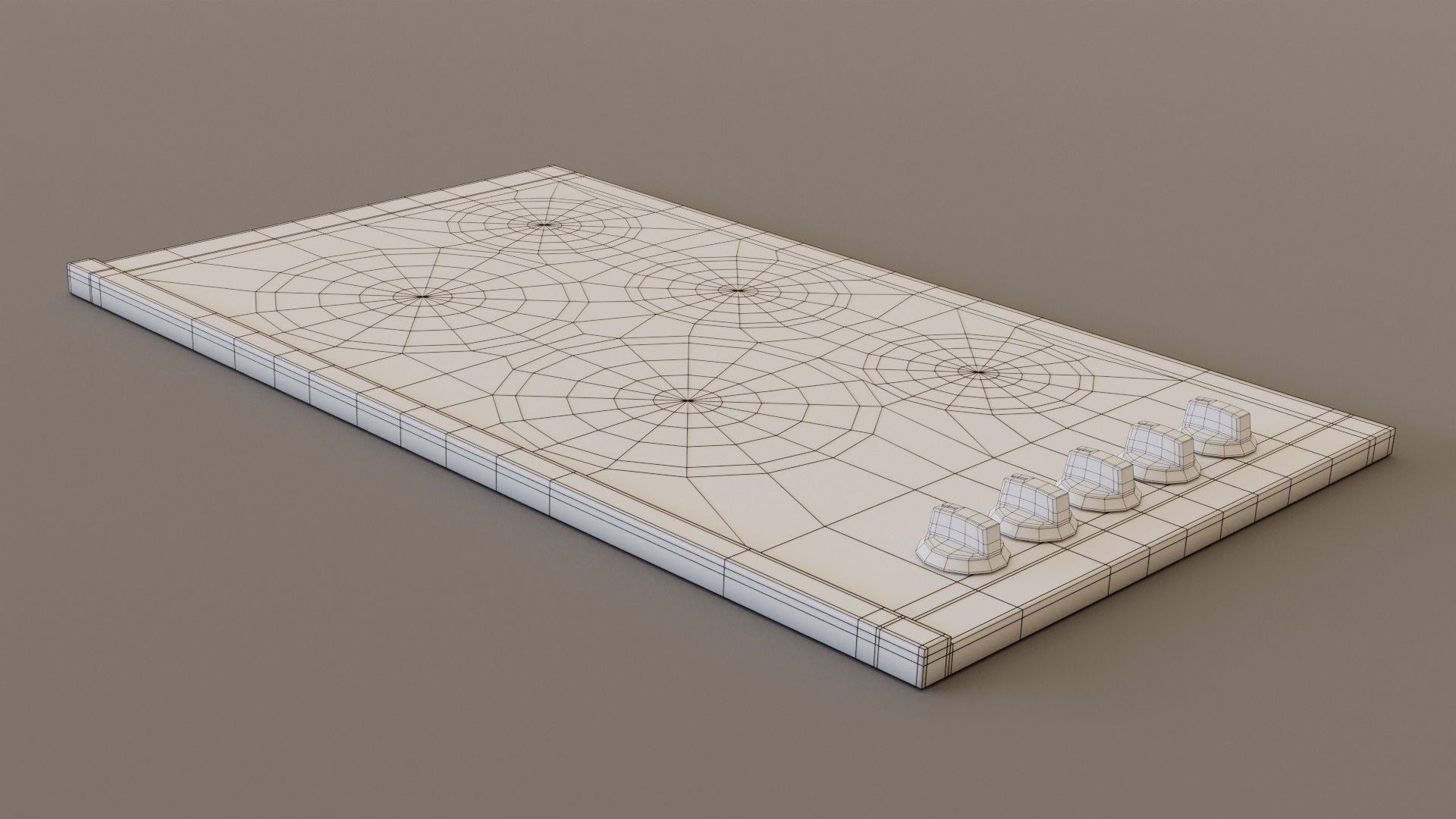 PBR model of an electric hob white finish Low-poly 3D model_7