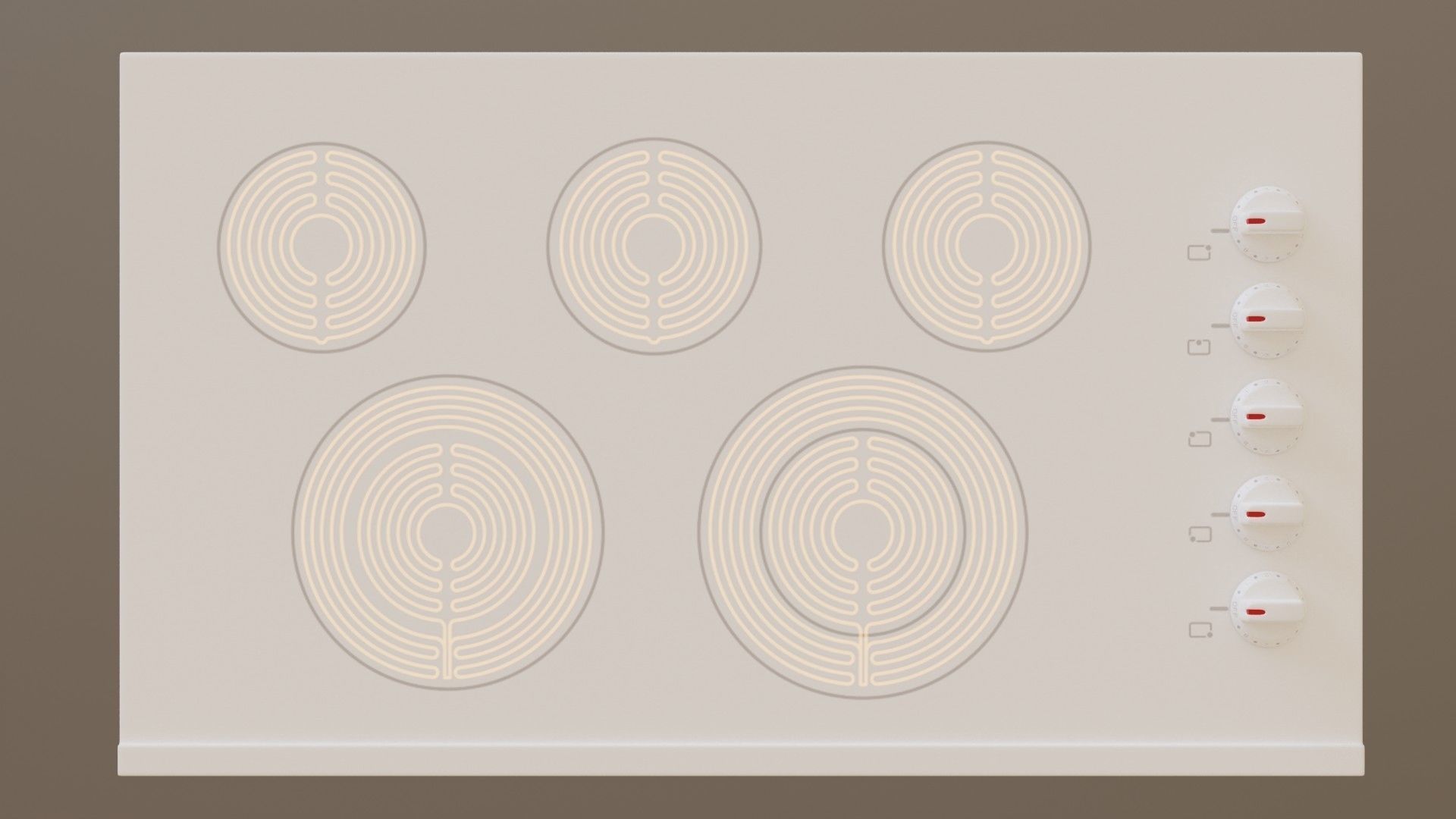 PBR model of an electric hob white finish Low-poly 3D model_5