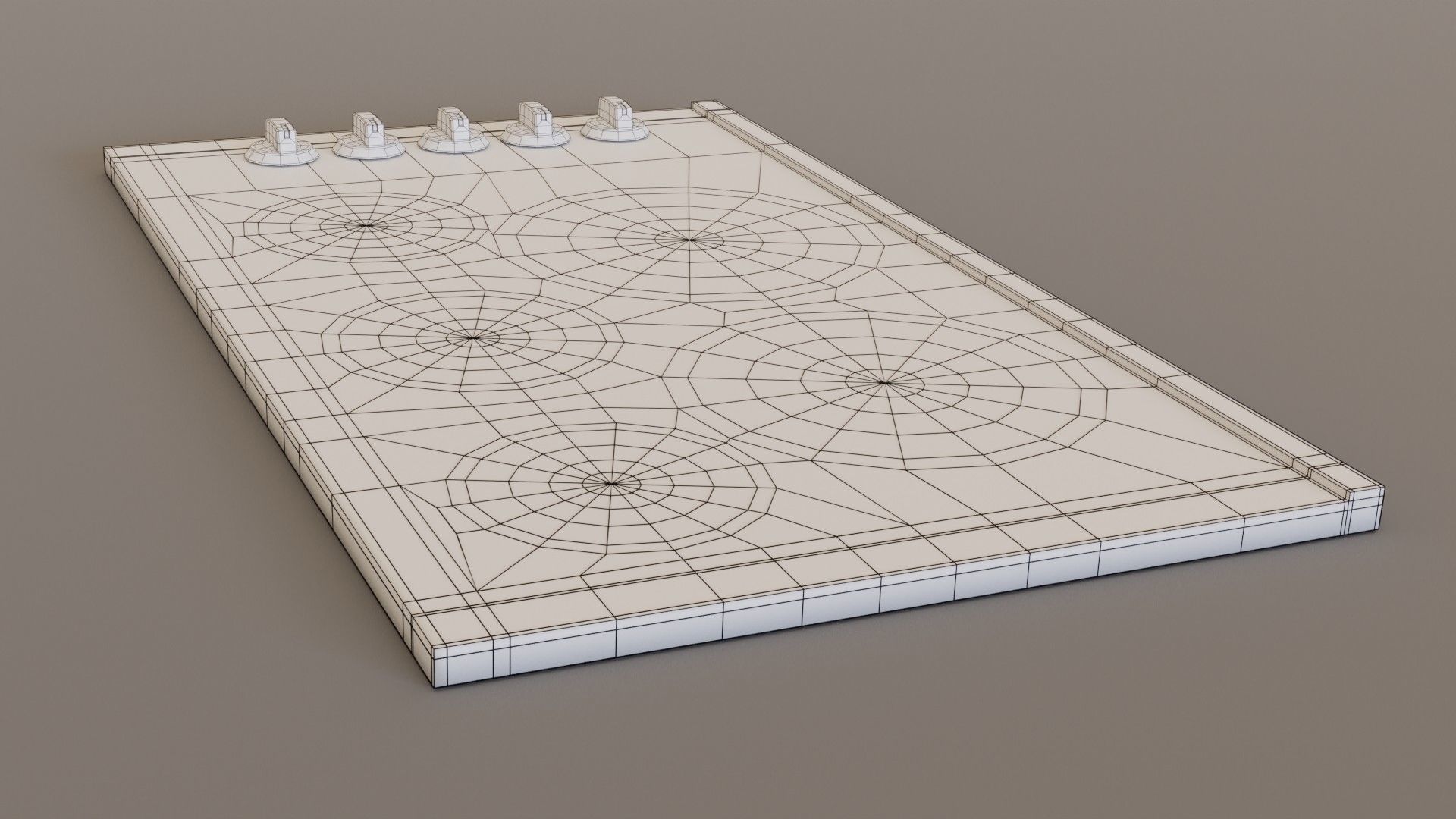 PBR model of an electric hob white finish Low-poly 3D model_8