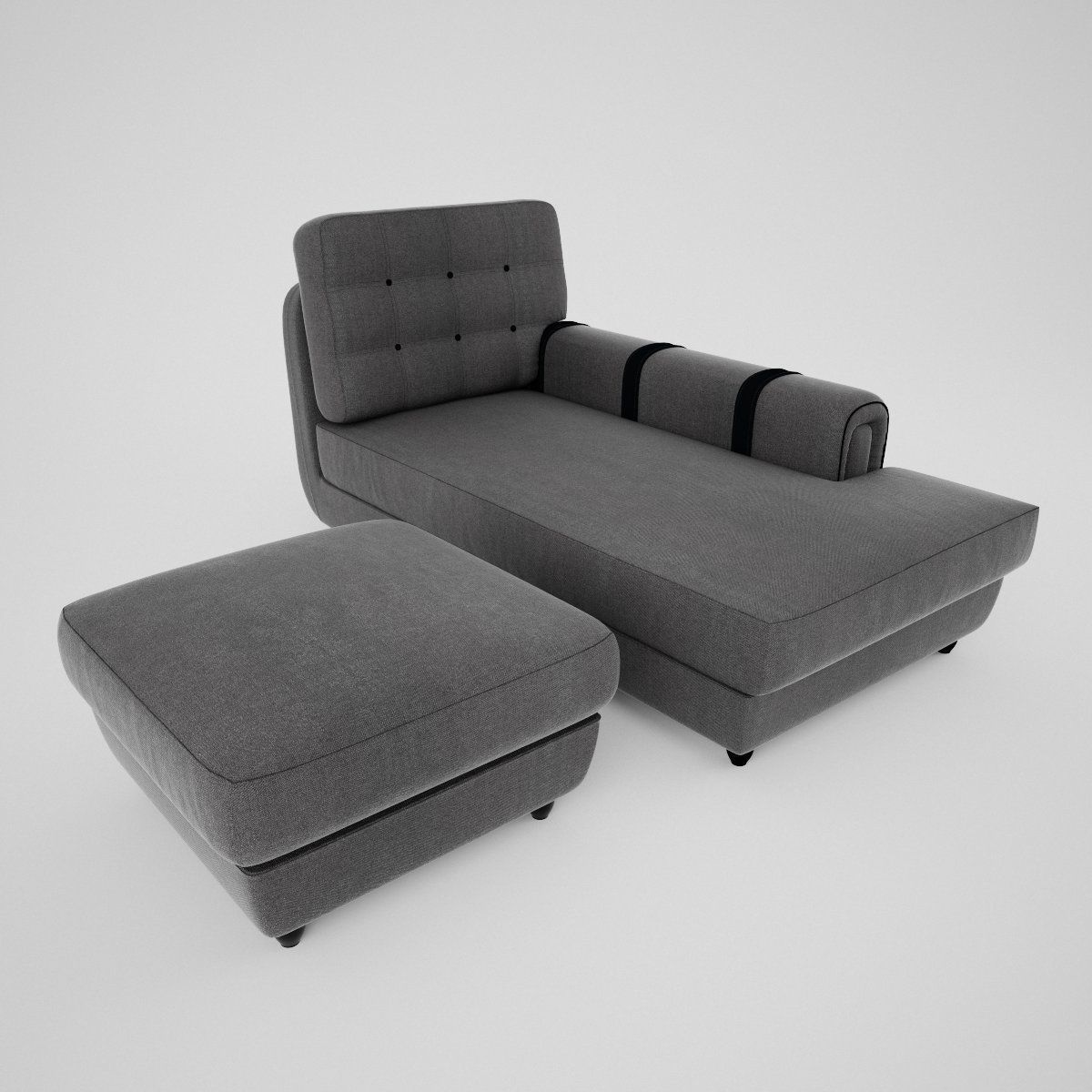 Chaise Longue y Pouff 3D model_2