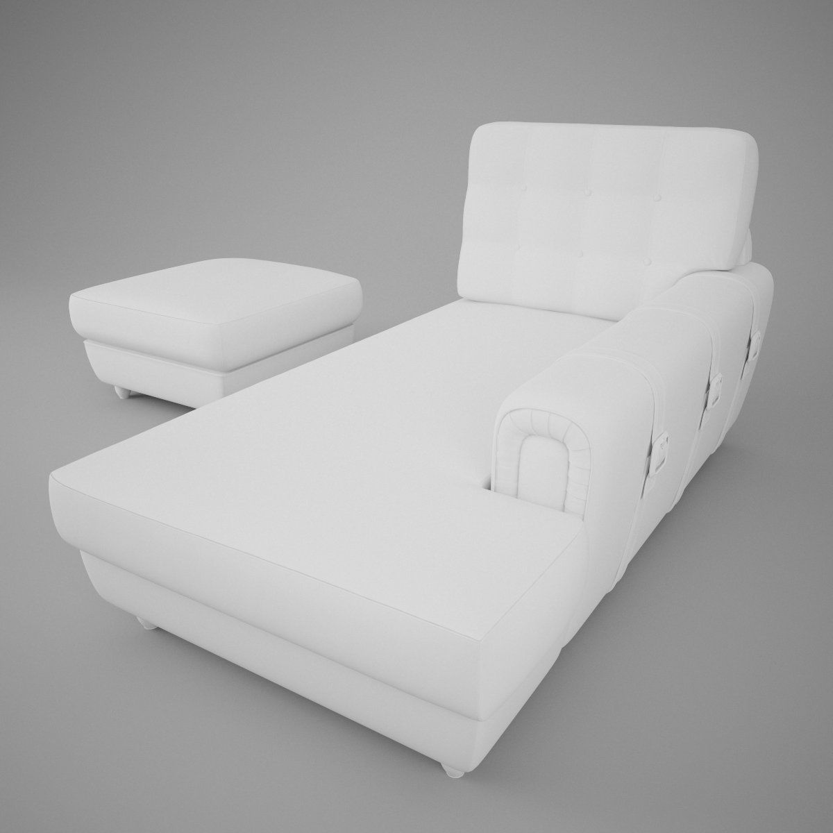 Chaise Longue y Pouff 3D model_1