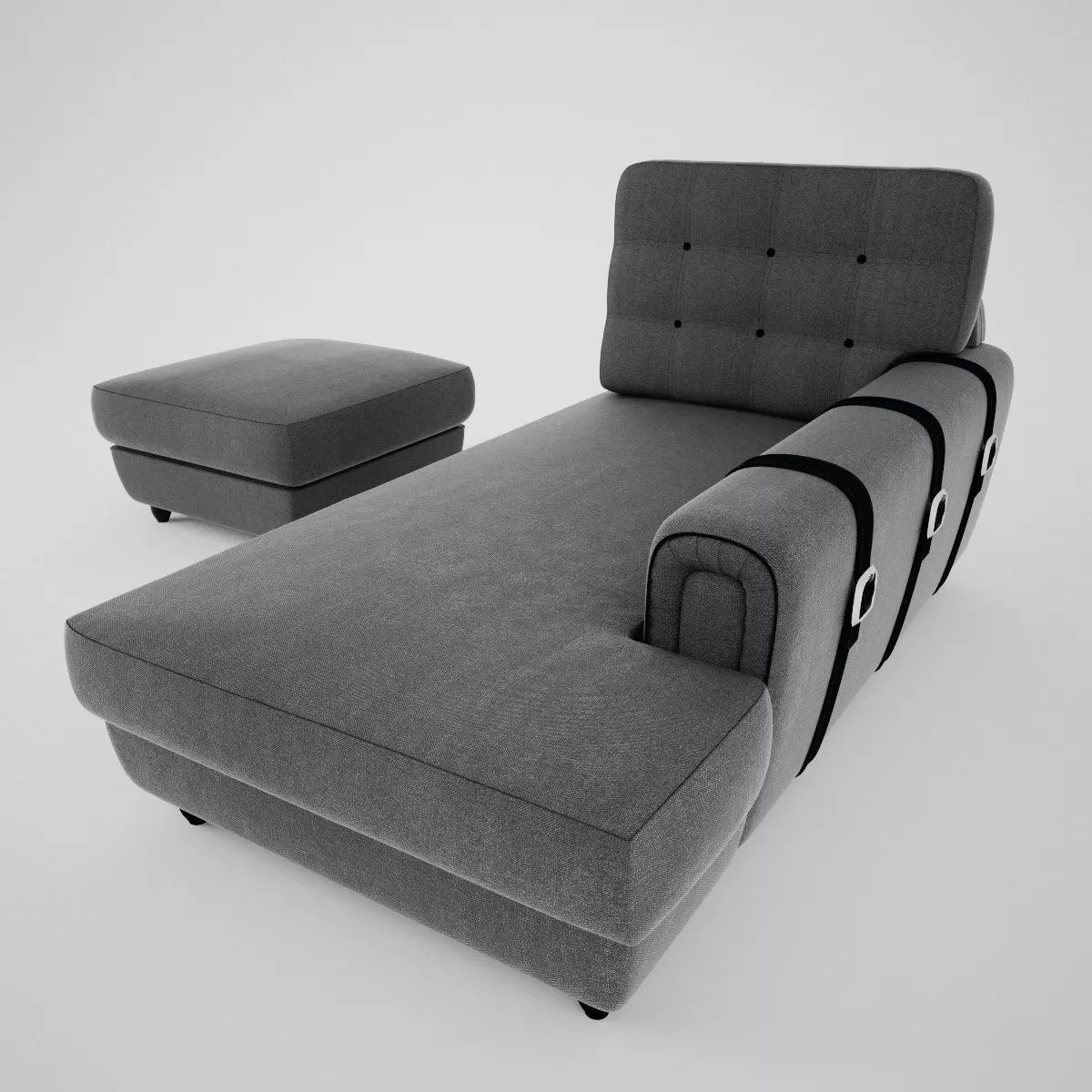 Chaise Longue y Pouff 3D model_0