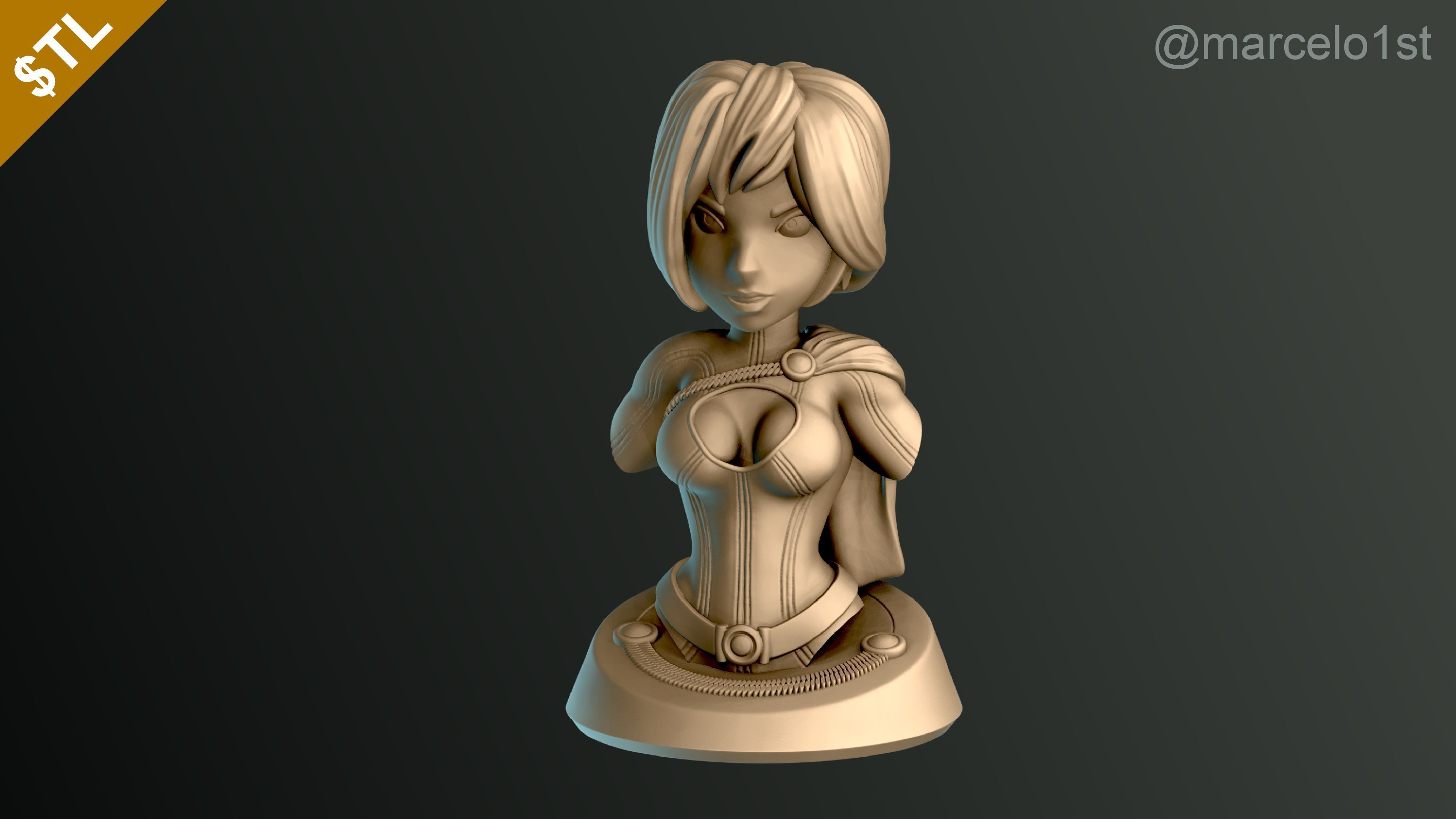 Power Girl Bust 3D print model_5