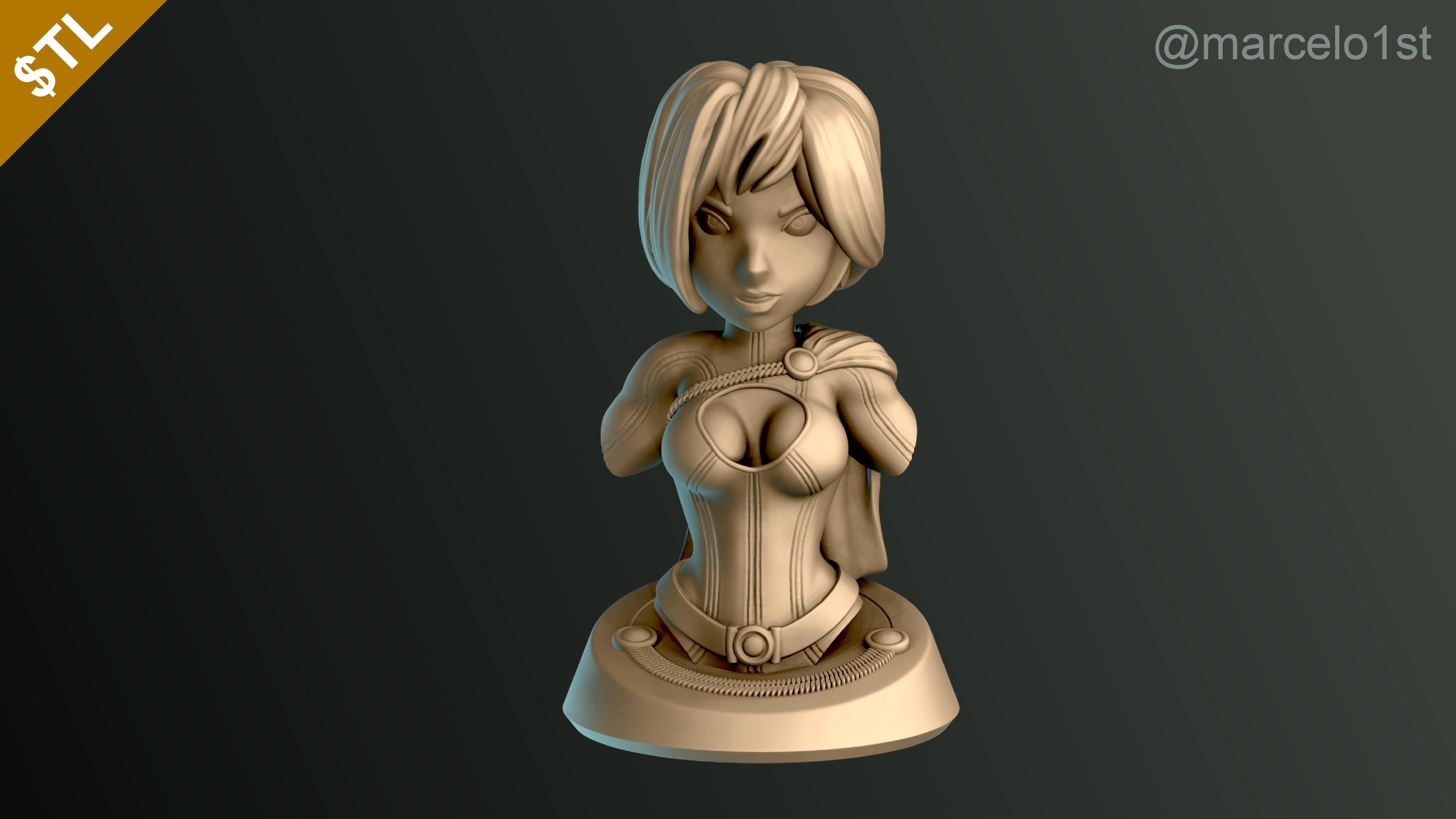 Power Girl Bust 3D print model_4