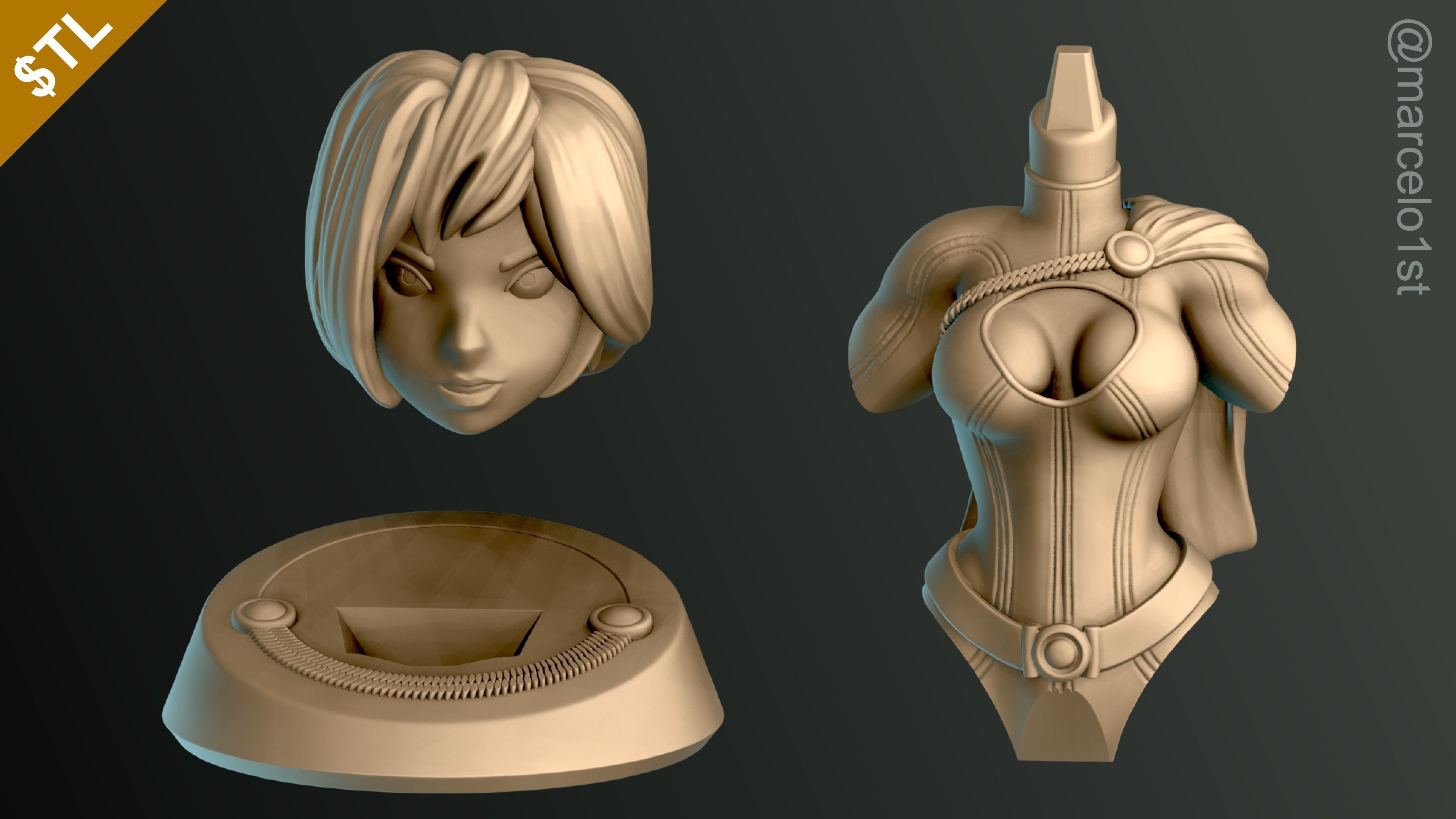 Power Girl Bust 3D print model_1