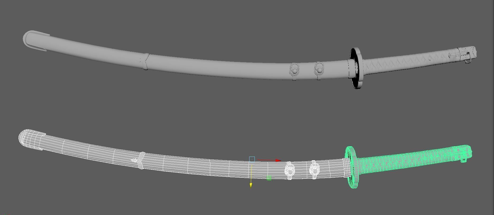 Japnese Katana Sword 3D Gaming Model Low-poly 3D model_5