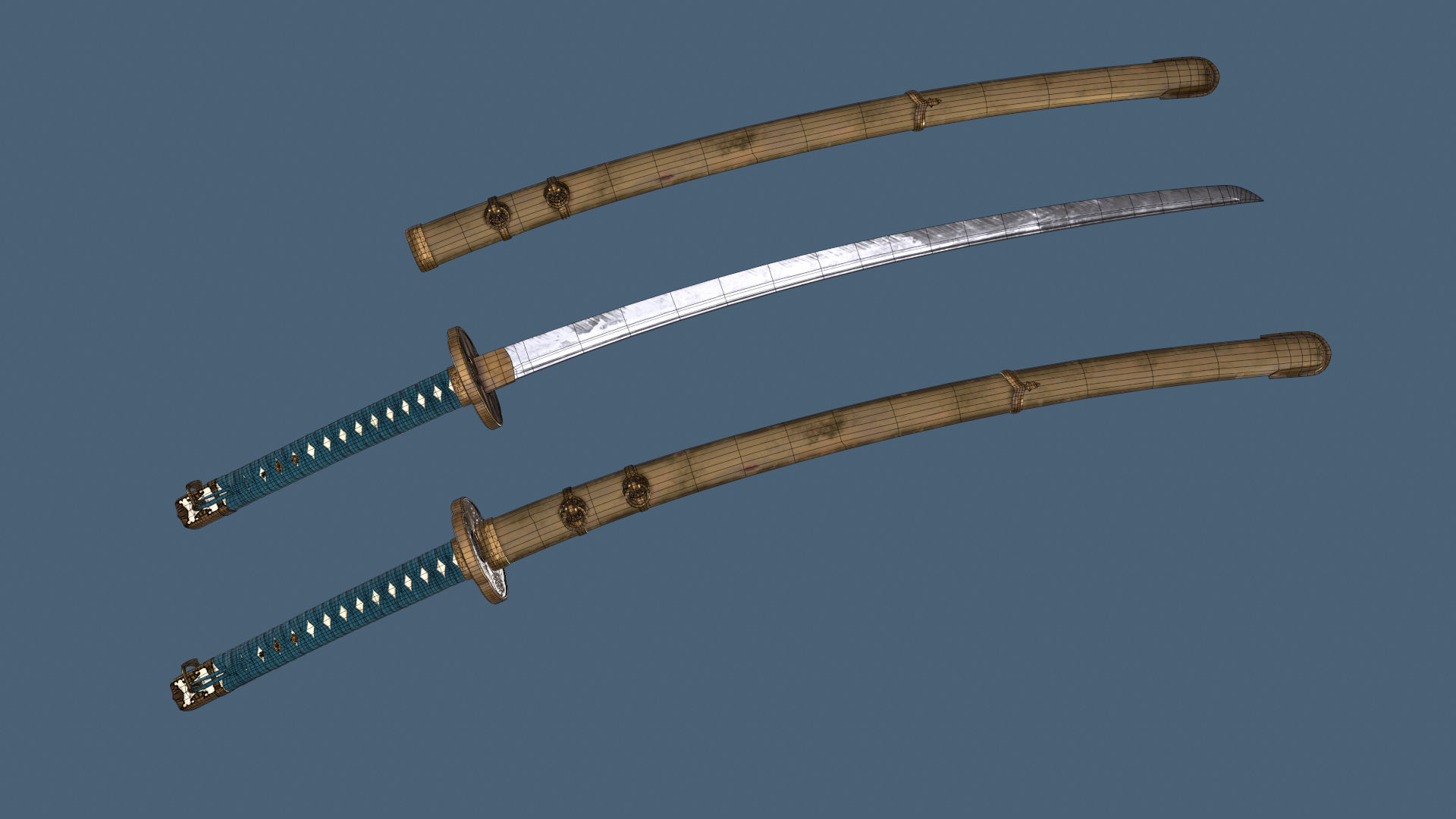 Japnese Katana Sword 3D Gaming Model Low-poly 3D model_4