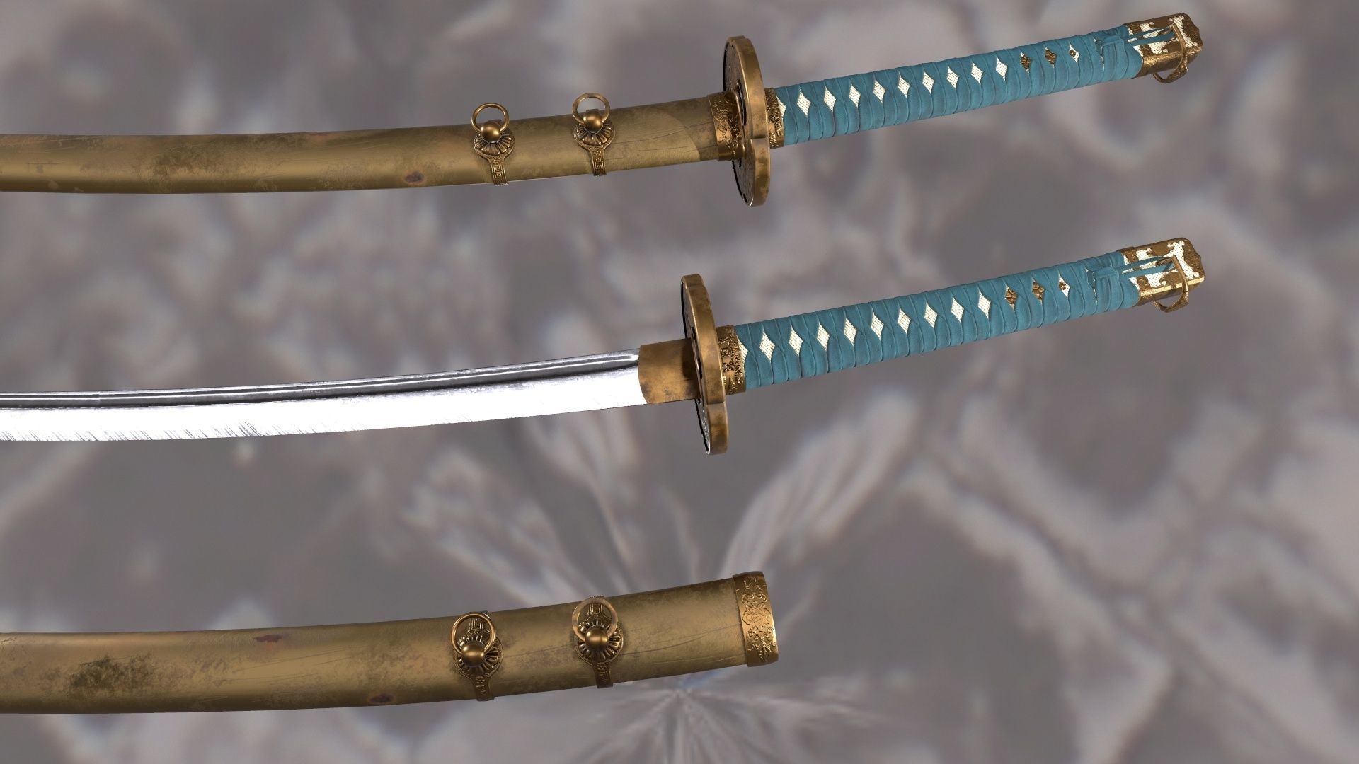 Japnese Katana Sword 3D Gaming Model Low-poly 3D model_9