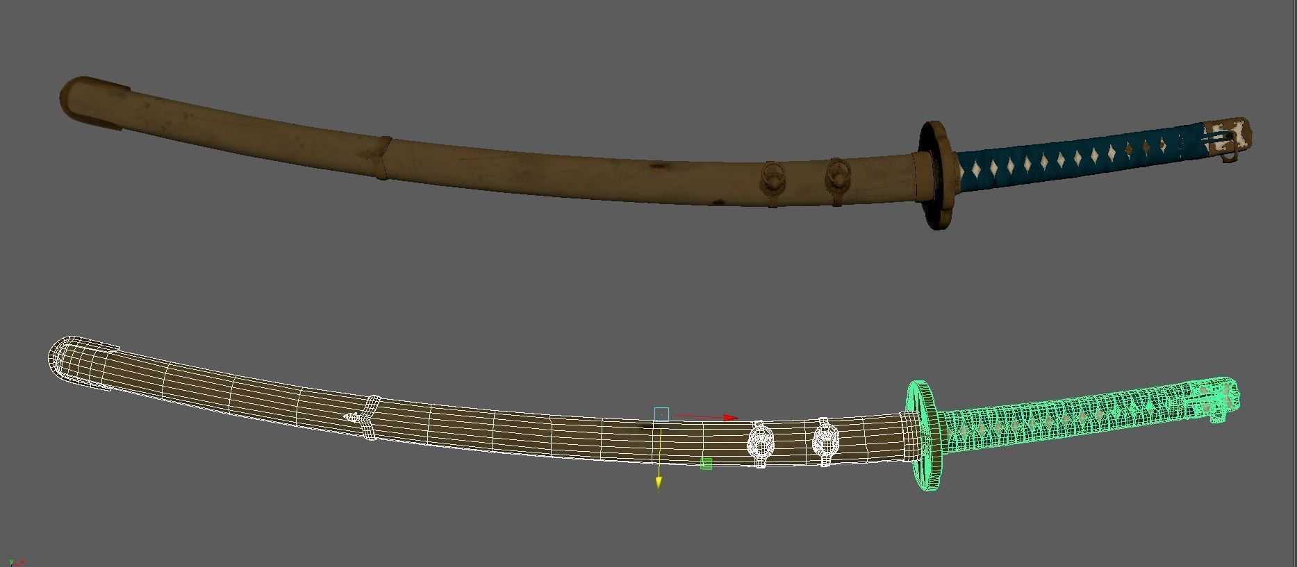 Japnese Katana Sword 3D Gaming Model Low-poly 3D model_6