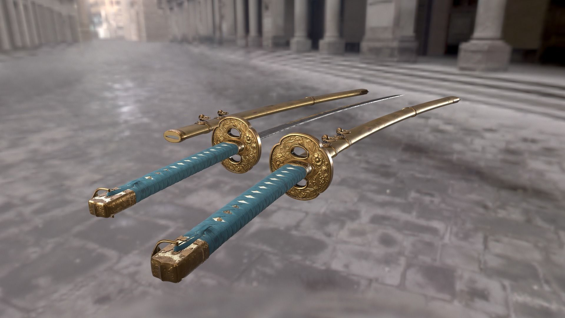 Japnese Katana Sword 3D Gaming Model Low-poly 3D model_10