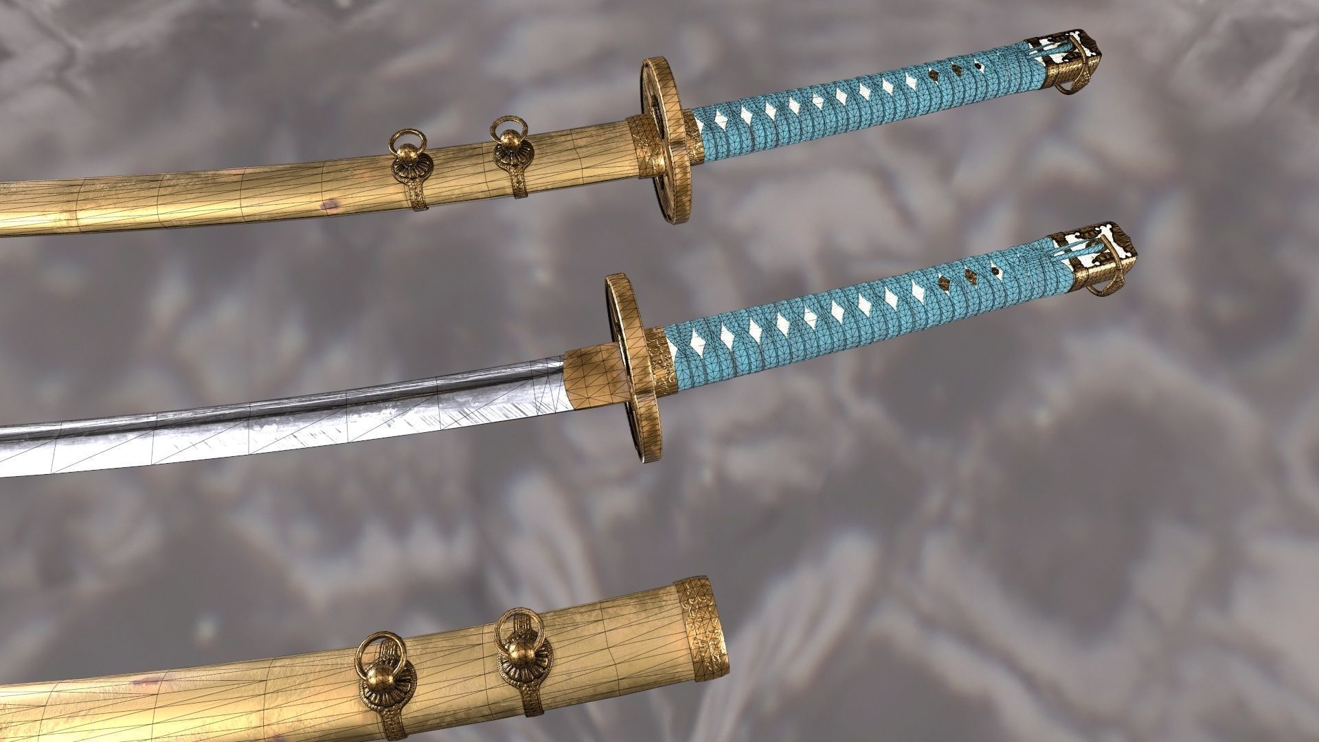 Japnese Katana Sword 3D Gaming Model Low-poly 3D model_12