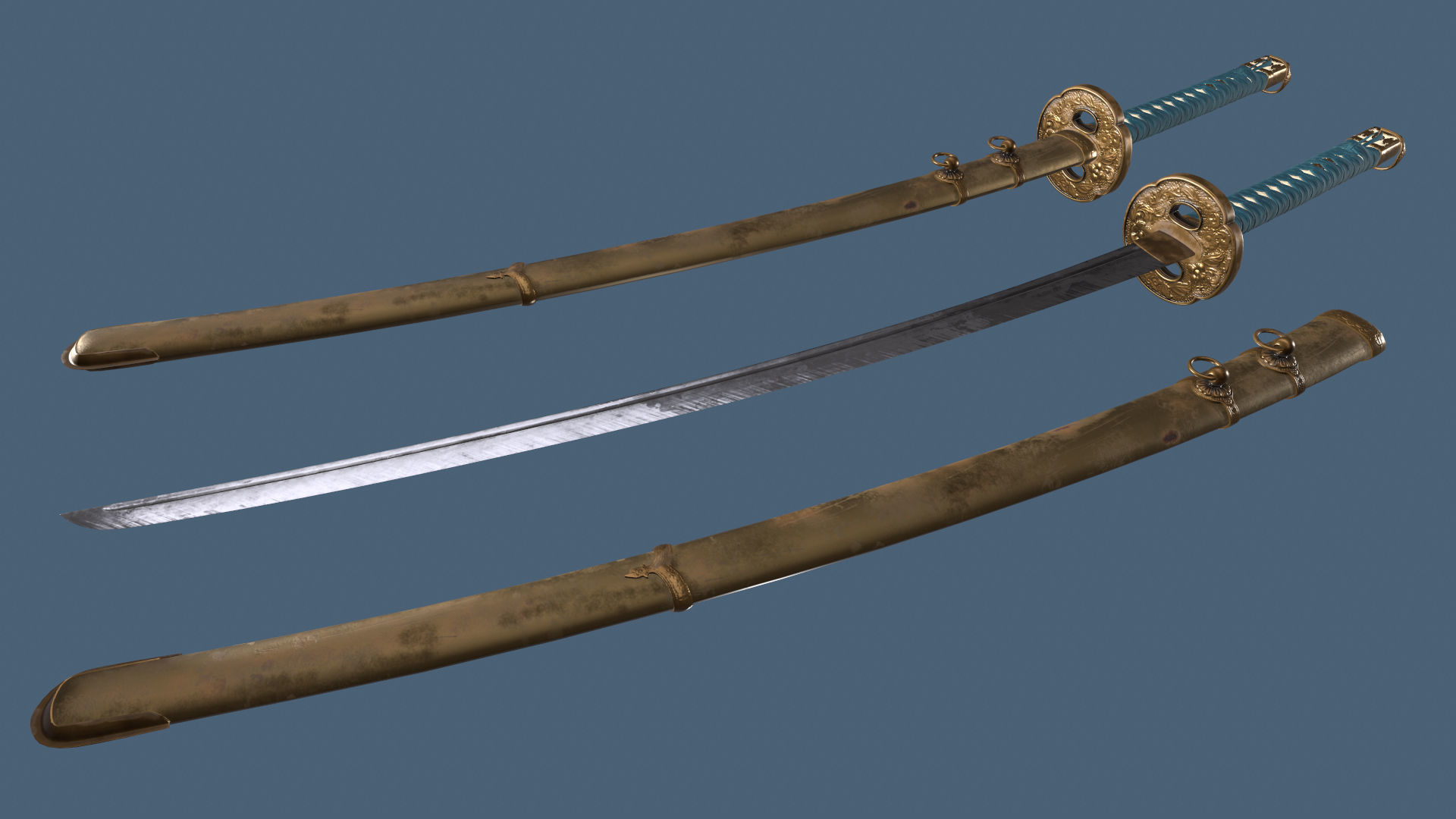 Japnese Katana Sword 3D Gaming Model Low-poly 3D model_2
