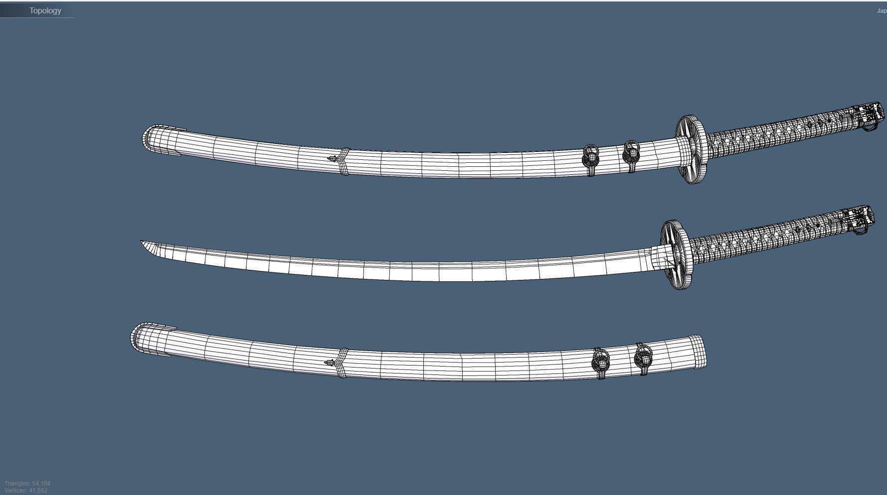 Japnese Katana Sword 3D Gaming Model Low-poly 3D model_16