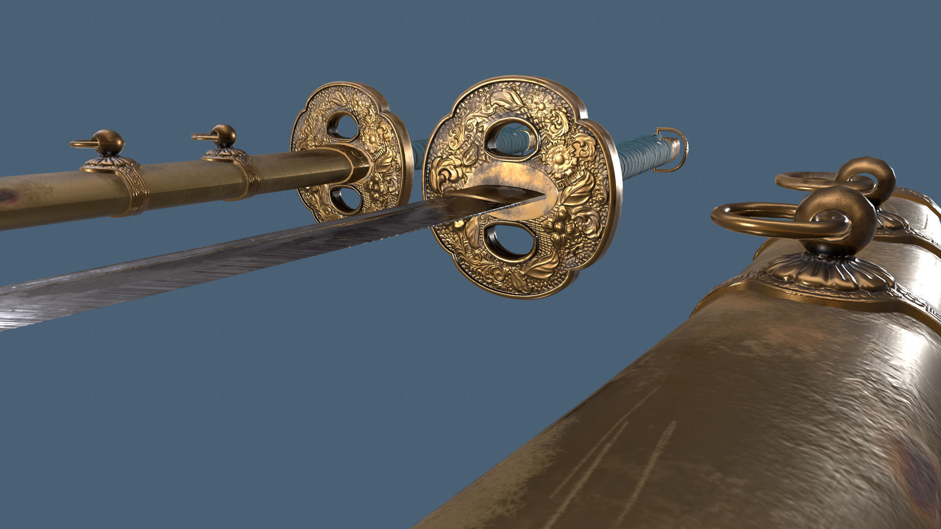 Japnese Katana Sword 3D Gaming Model Low-poly 3D model_3