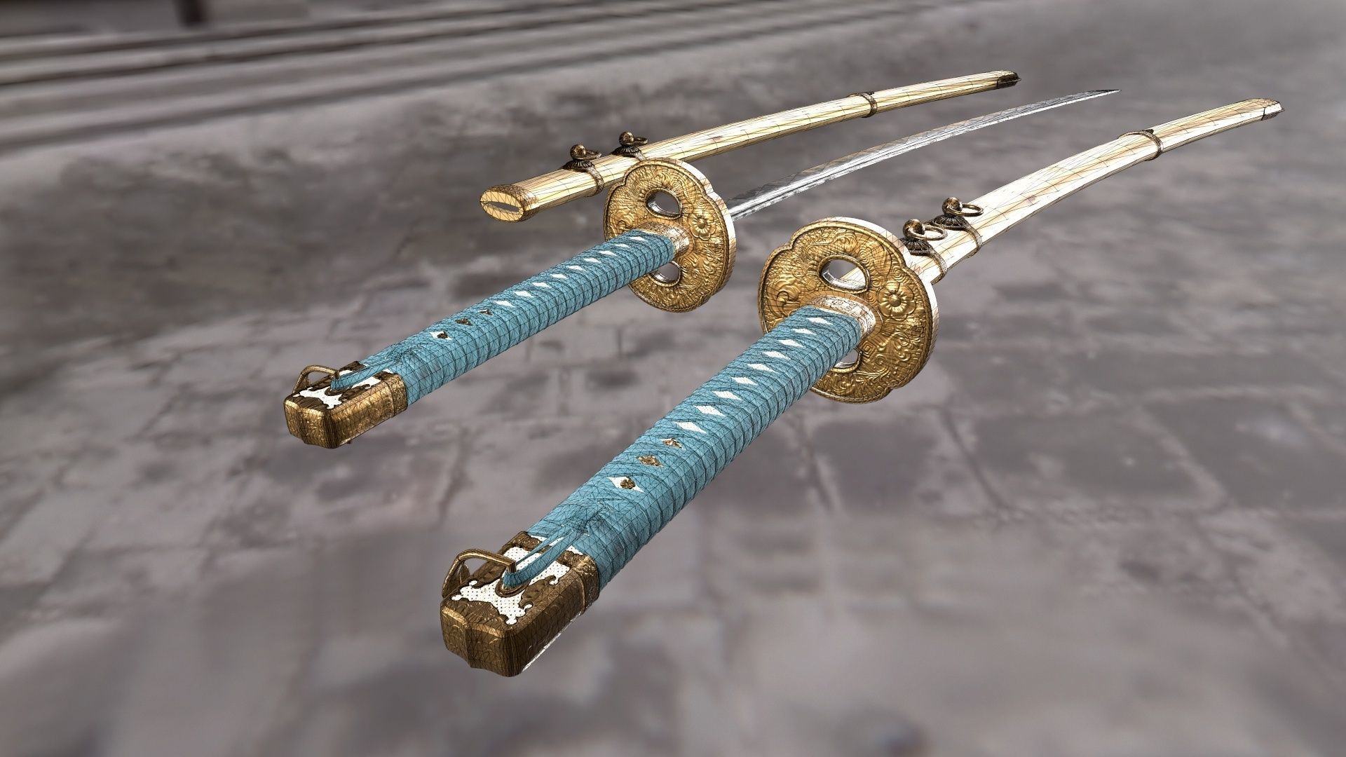 Japnese Katana Sword 3D Gaming Model Low-poly 3D model_13