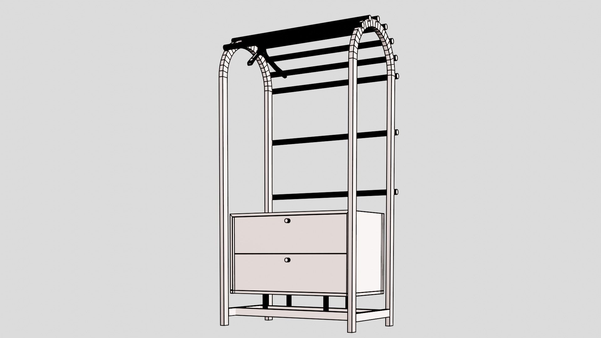 Hanga wardrobe  Low-poly 3D model_4