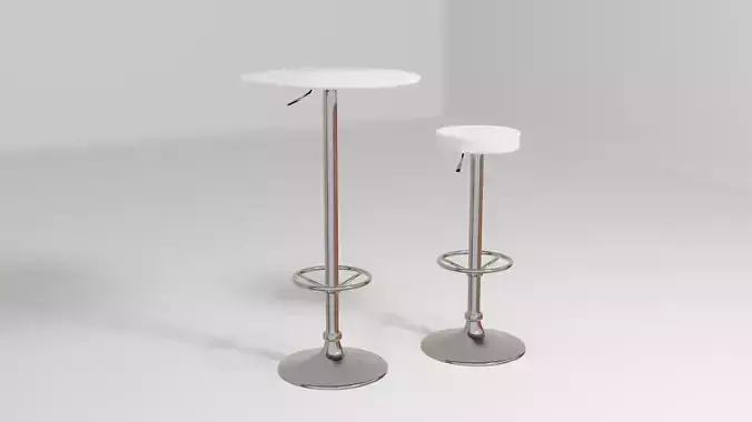 White metal round bar stool and table Barstool Bartable Set