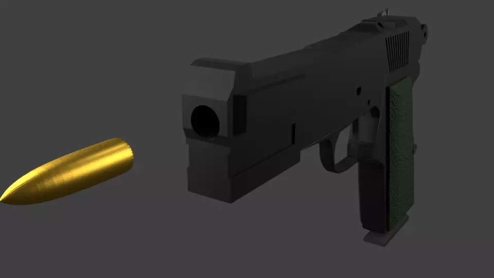 game gun model without texture  Free low-poly 3D model_0