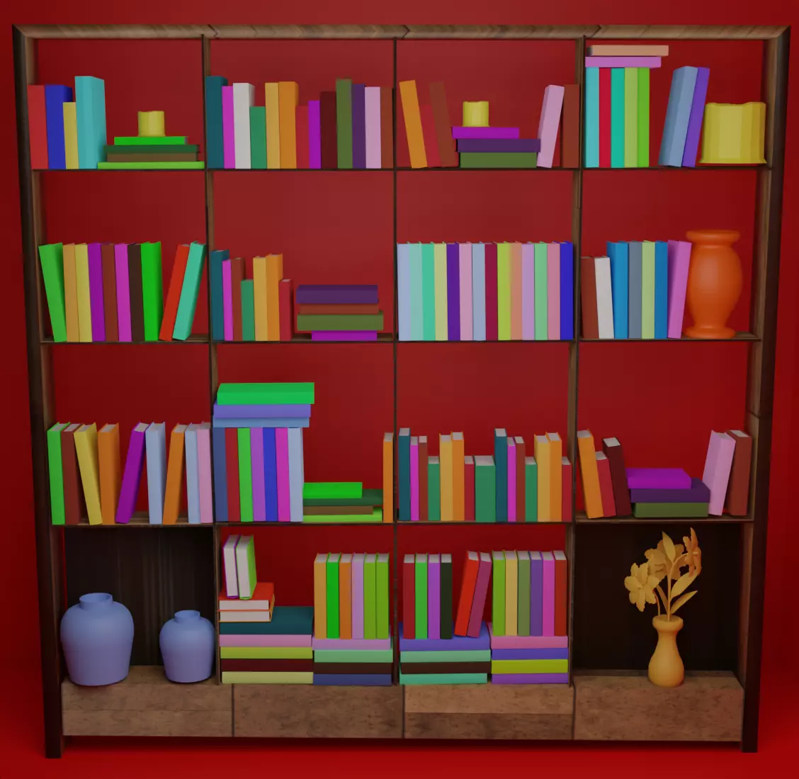 80 books with a shelf Free 3D model