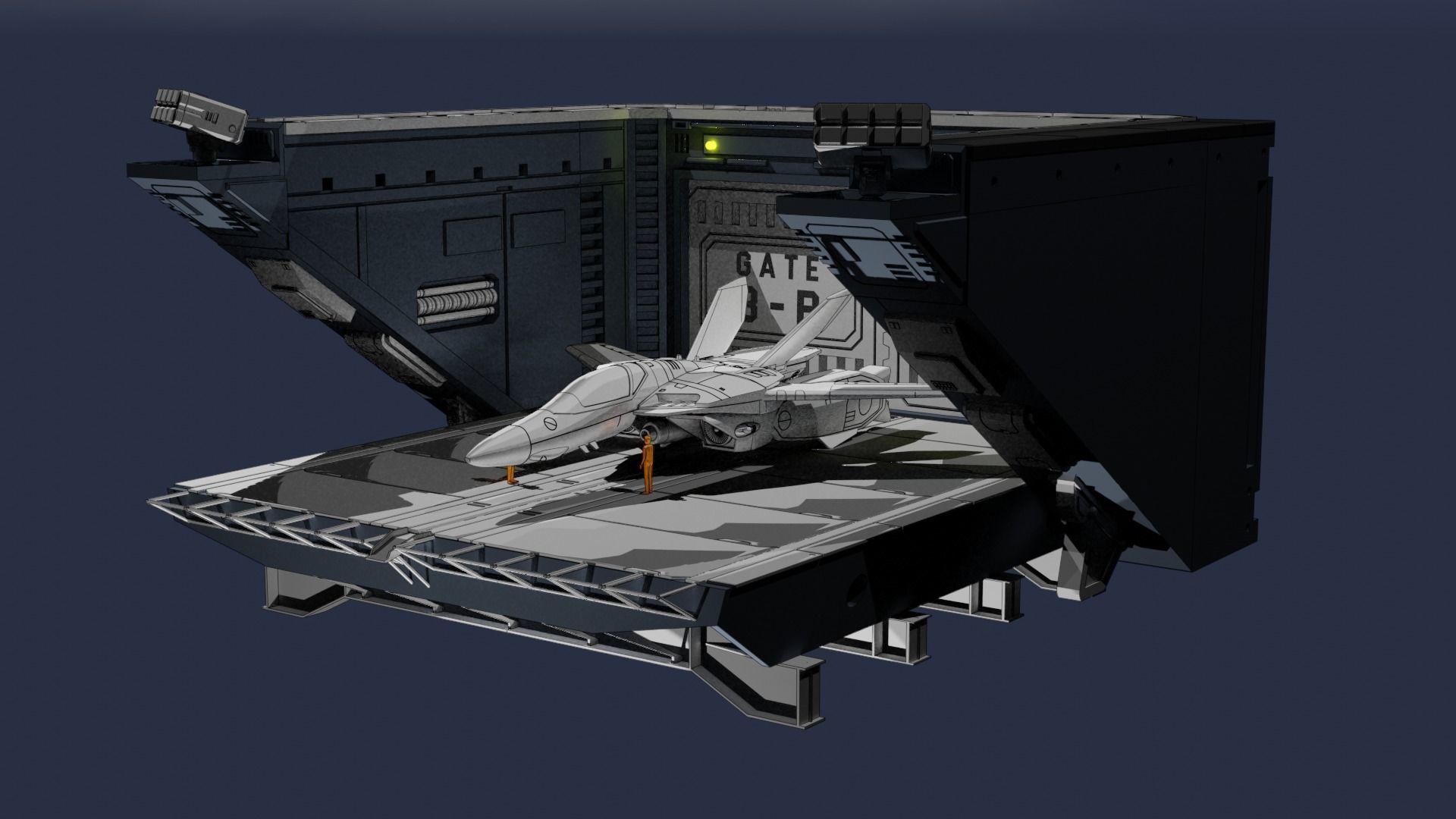 Set1 - Macross SDF-1 Prometheus Hangar elevator 1-72 scale 3D print model_31