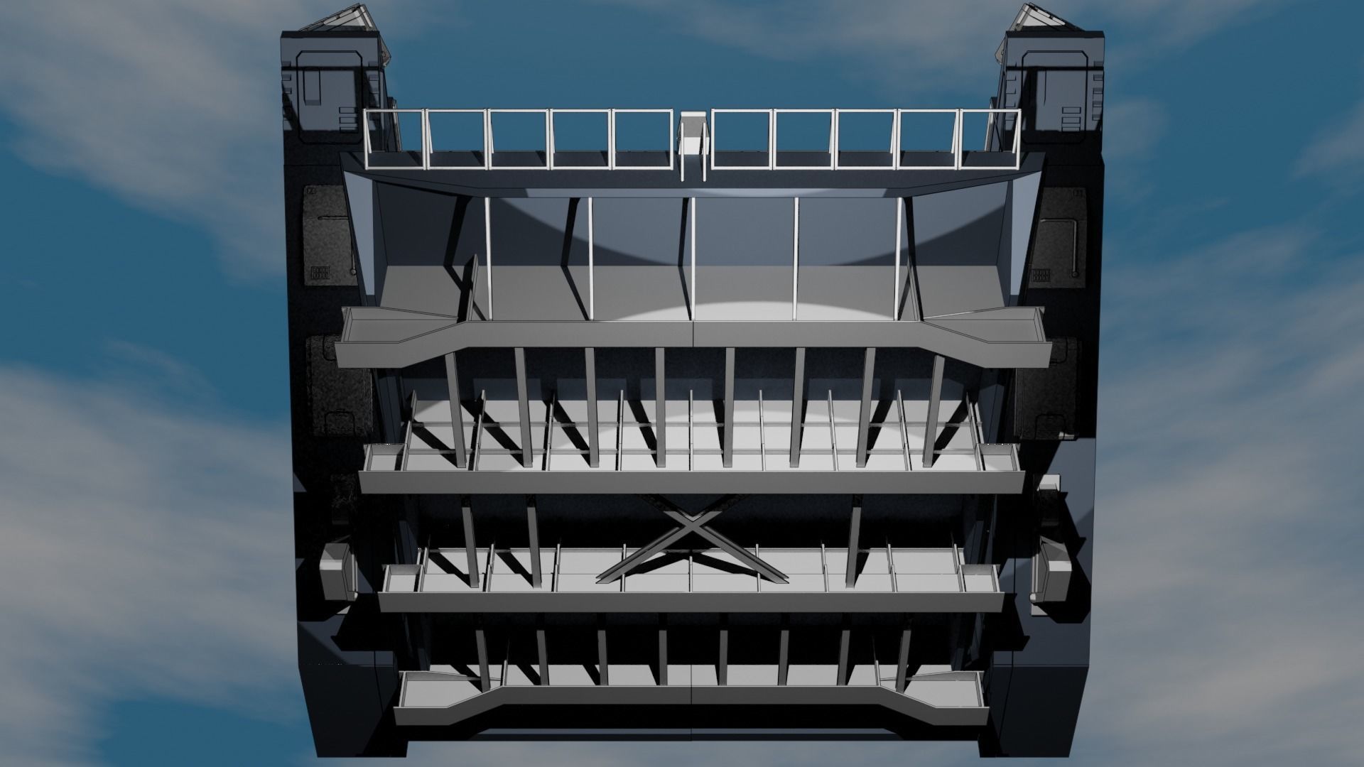 Set1 - Macross SDF-1 Prometheus Hangar elevator 1-72 scale 3D print model_32