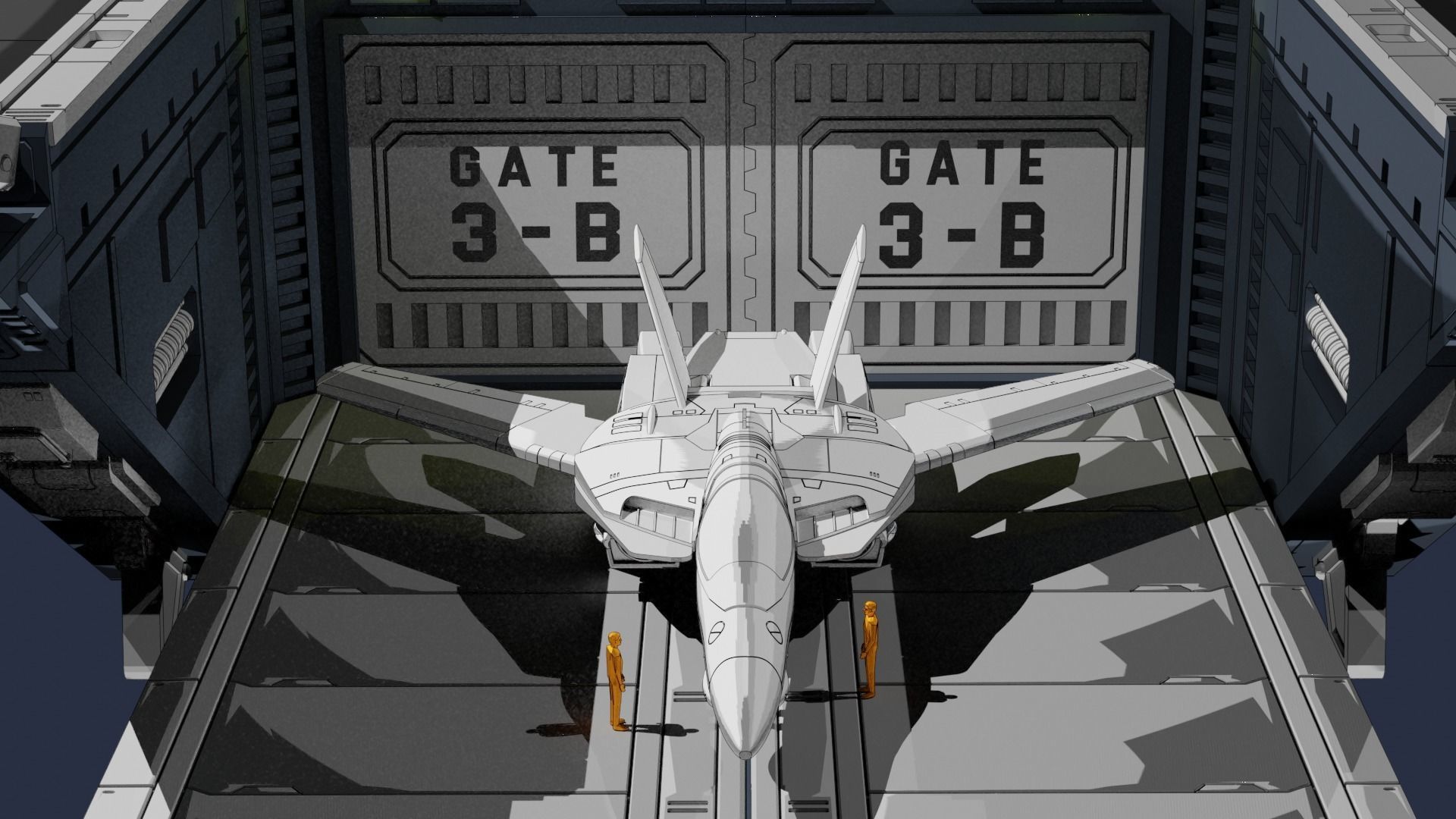 Set1 - Macross SDF-1 Prometheus Hangar elevator 1-72 scale 3D print model_34