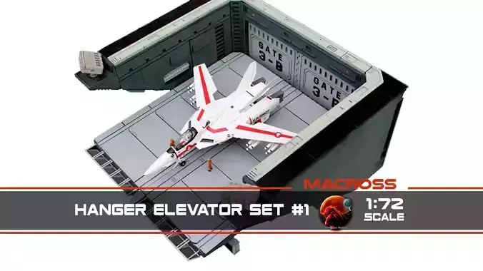 Set1 - Macross SDF-1 Prometheus Hangar elevator 1-72 scale 3D print model