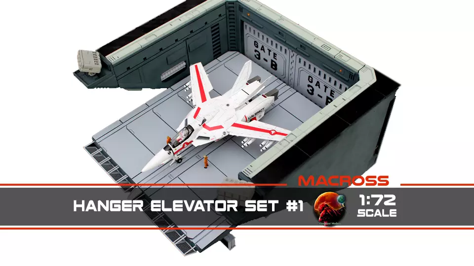 Set1 - Macross SDF-1 Prometheus Hangar elevator 1-72 scale 3D print model_0