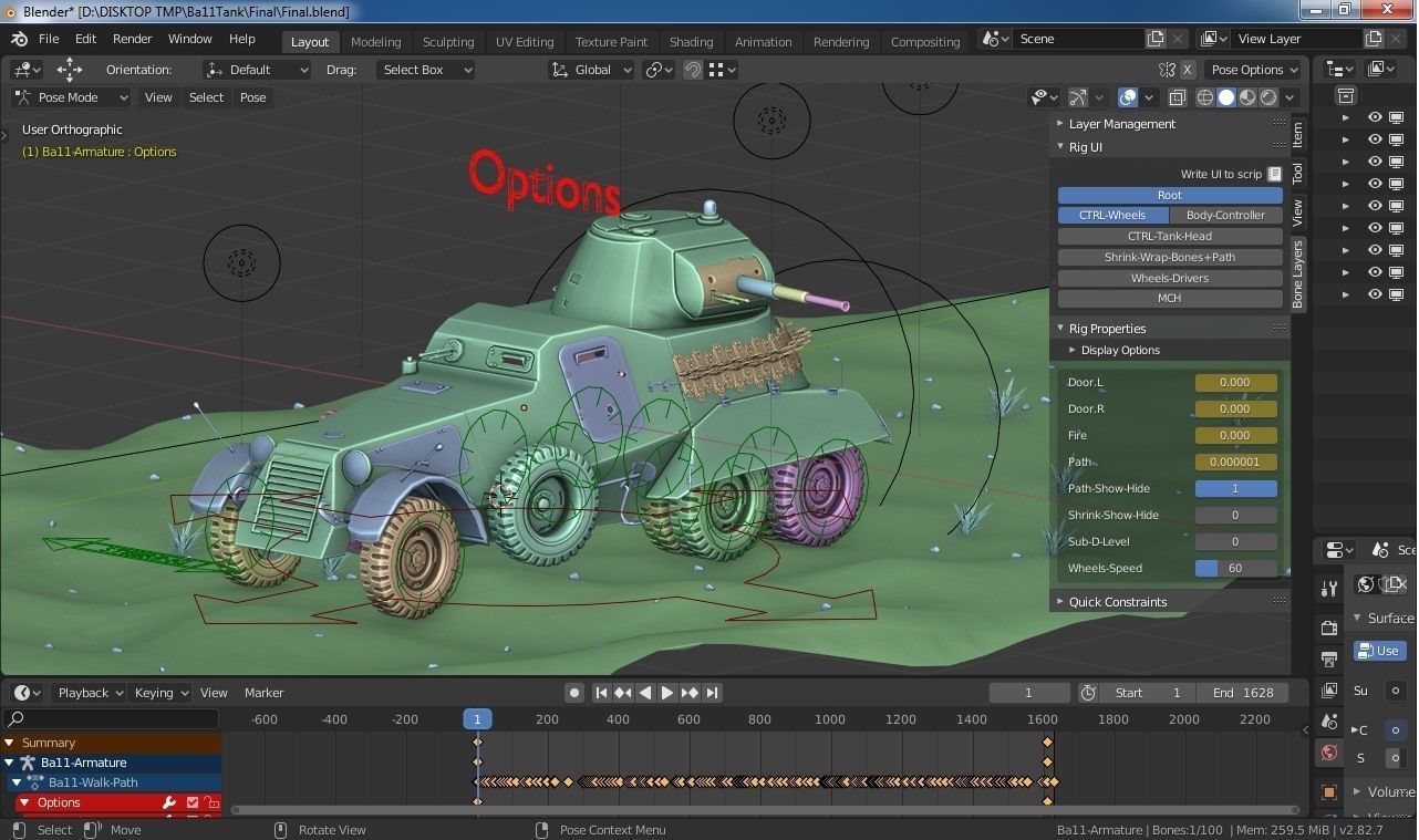 Rigged High Poly Ba-11 armored car 3D model_16