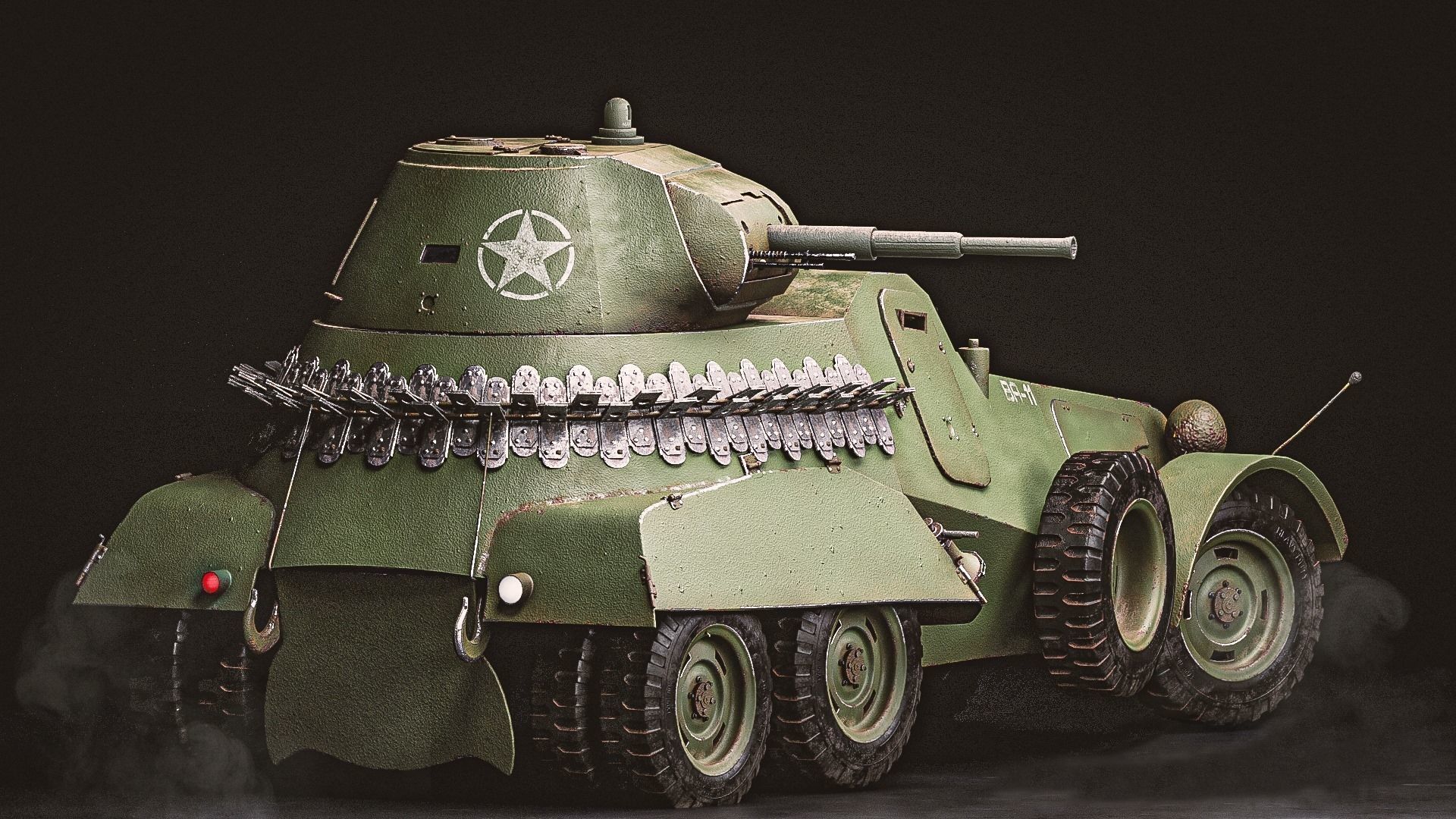 Rigged High Poly Ba-11 armored car 3D model_2