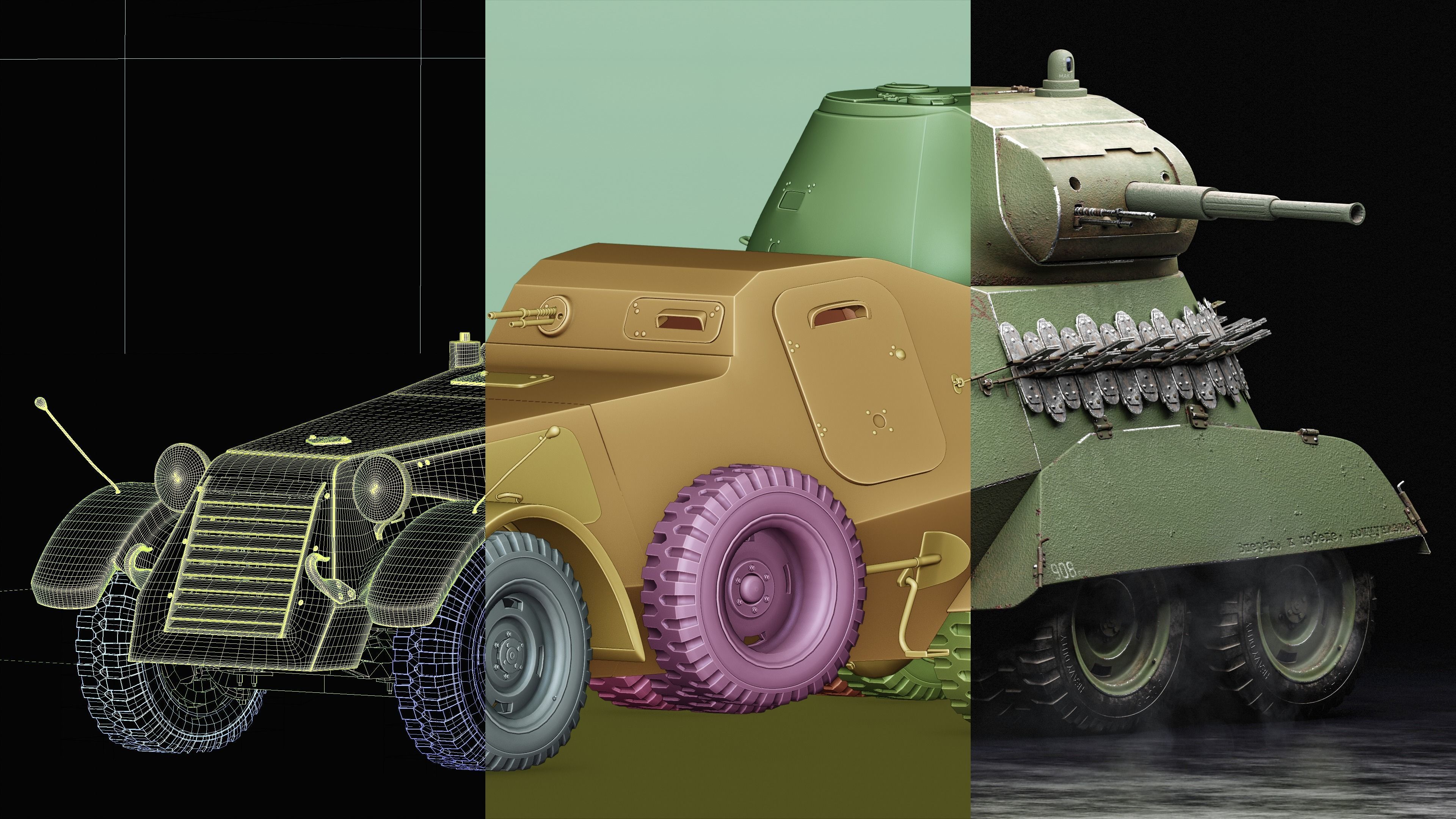 Rigged High Poly Ba-11 armored car 3D model_4