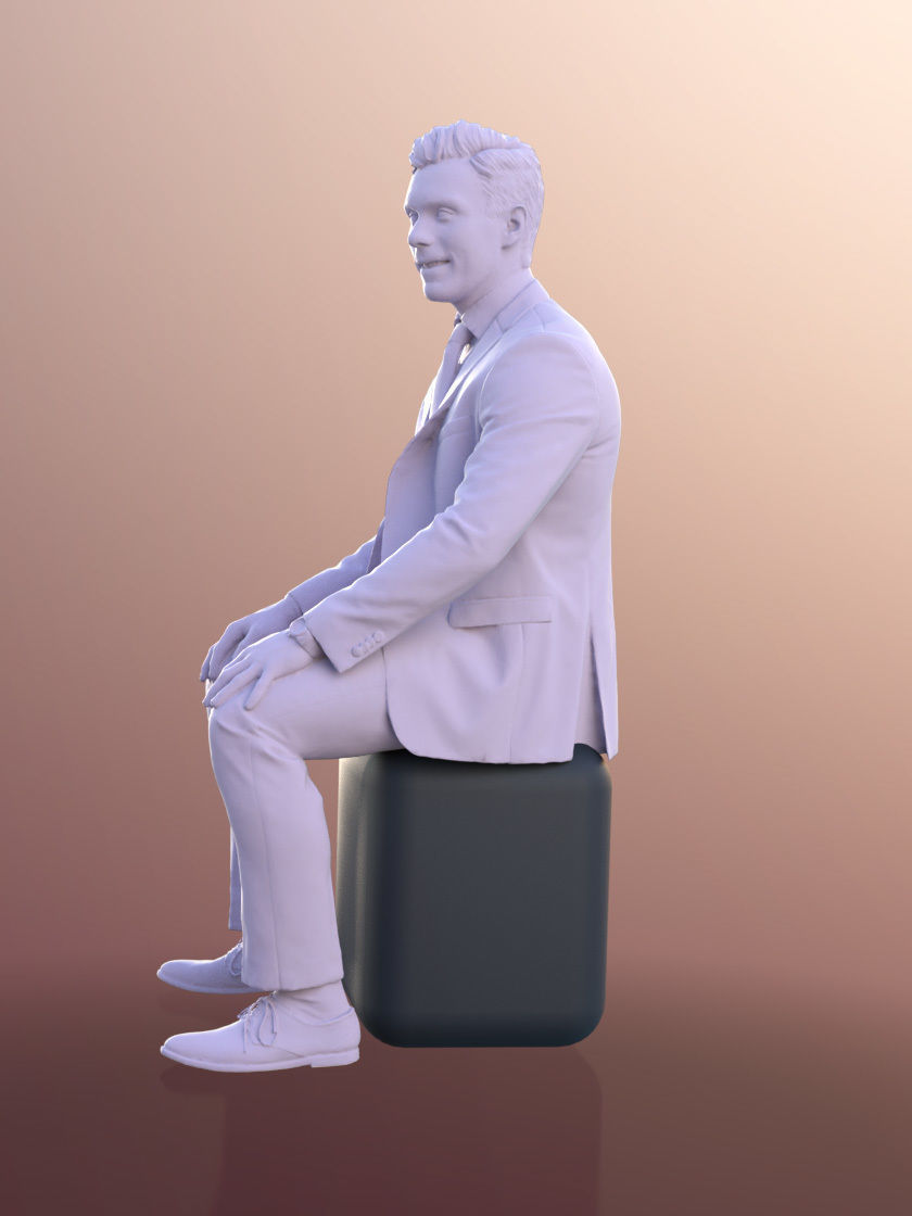 Robb 10950 - Business Man Sitting Low-poly 3D model_5