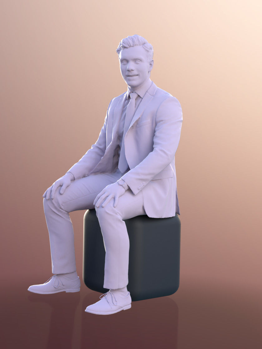 Robb 10950 - Business Man Sitting Low-poly 3D model_4