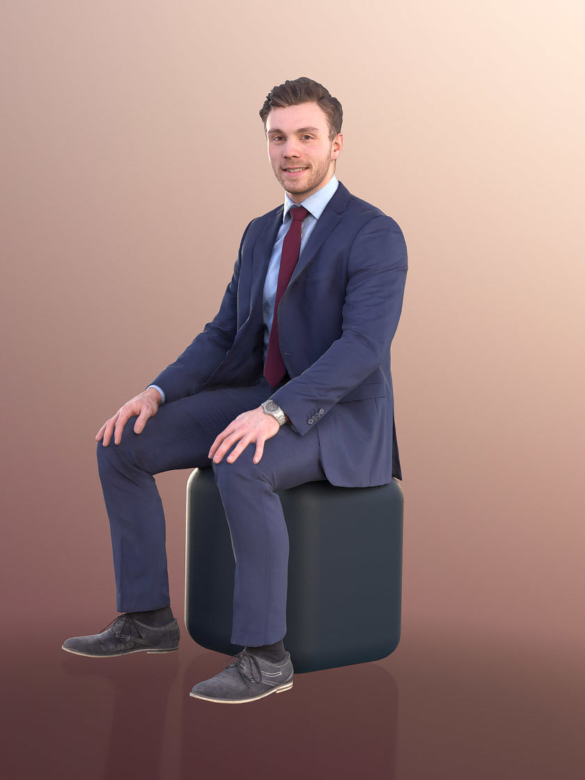 Robb 10950 - Business Man Sitting Low-poly 3D model_2