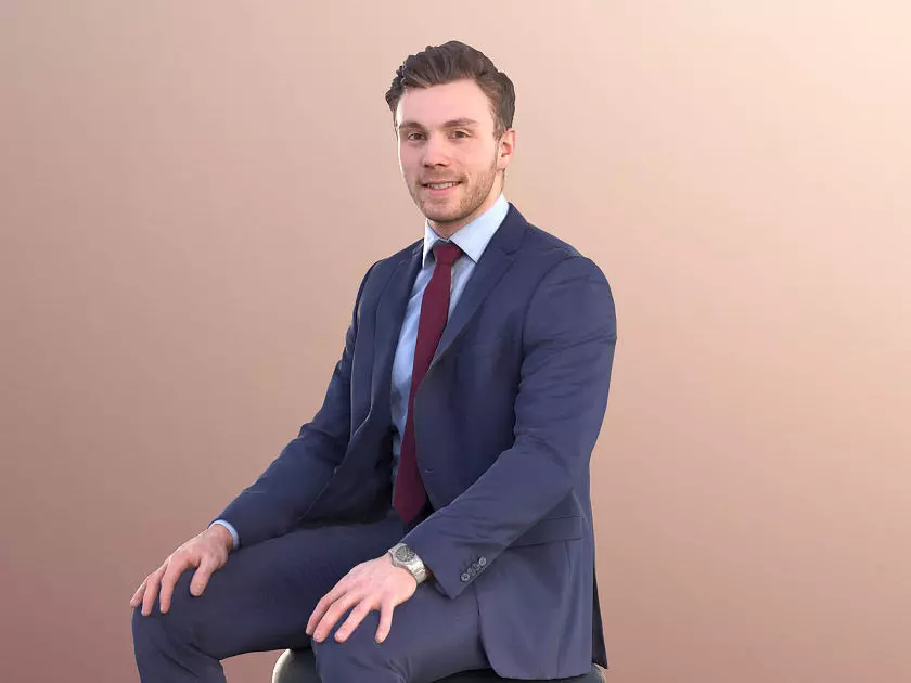 Robb 10950 - Business Man Sitting Low-poly 3D model_0