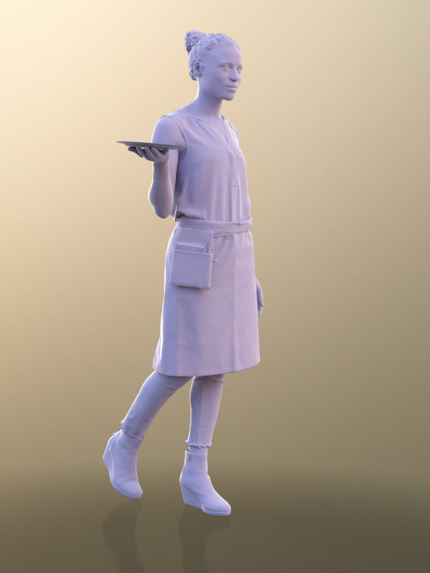 Diana 10889 - Female Waitress Serving Low-poly 3D model_5
