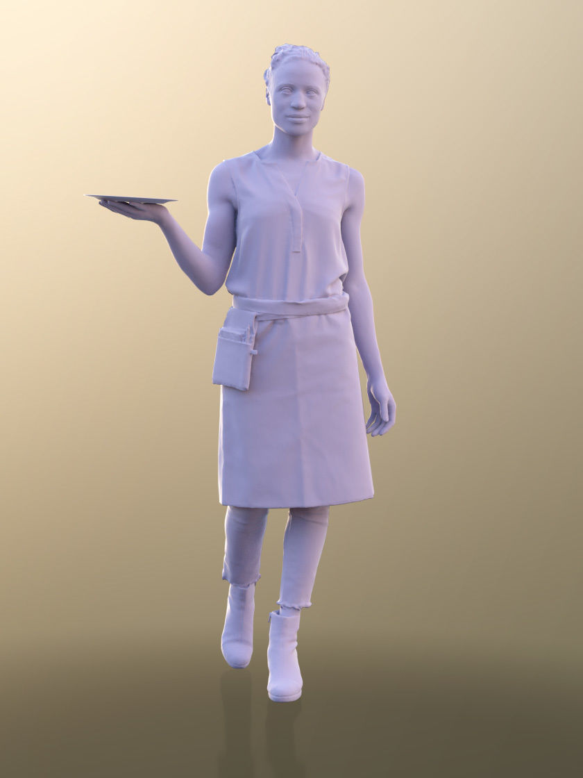 Diana 10889 - Female Waitress Serving Low-poly 3D model_4