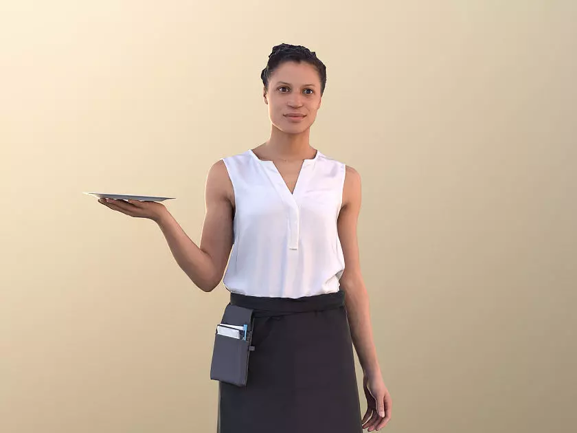 Diana 10889 - Female Waitress Serving Low-poly 3D model_0