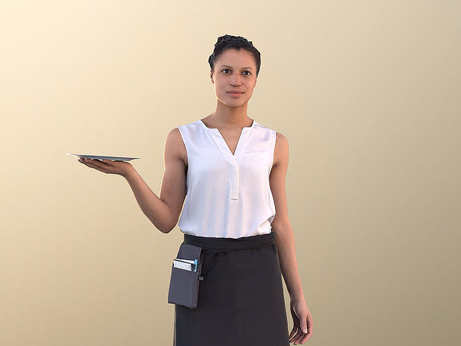 Diana 10889 - Female Waitress Serving Low-poly 3D model