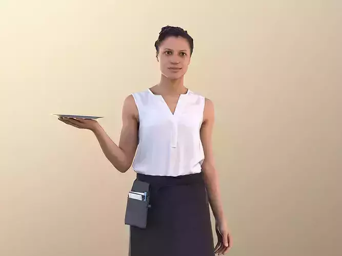 Diana 10889 - Female Waitress Serving Low-poly 3D model