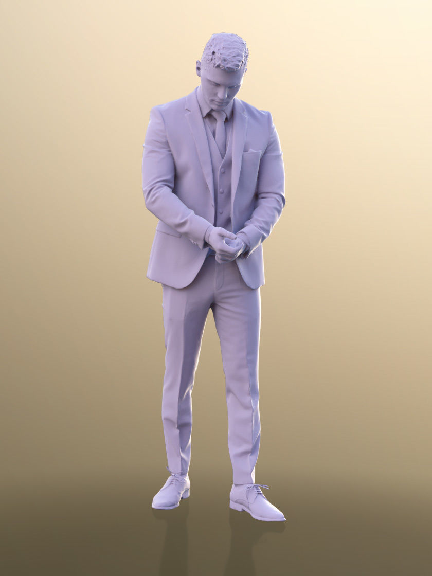 Rick 10785 - Business Man Fixing Button Low-poly 3D model_4