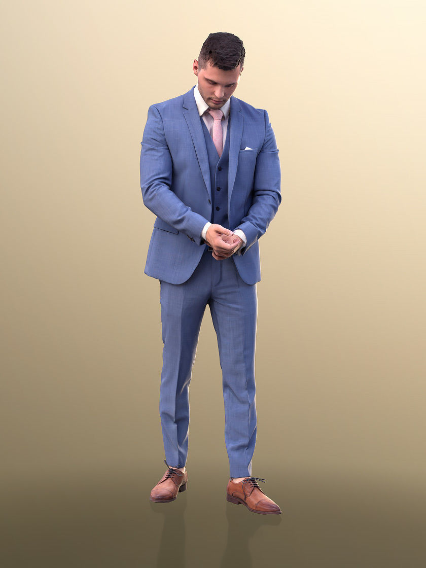 Rick 10785 - Business Man Fixing Button Low-poly 3D model_2