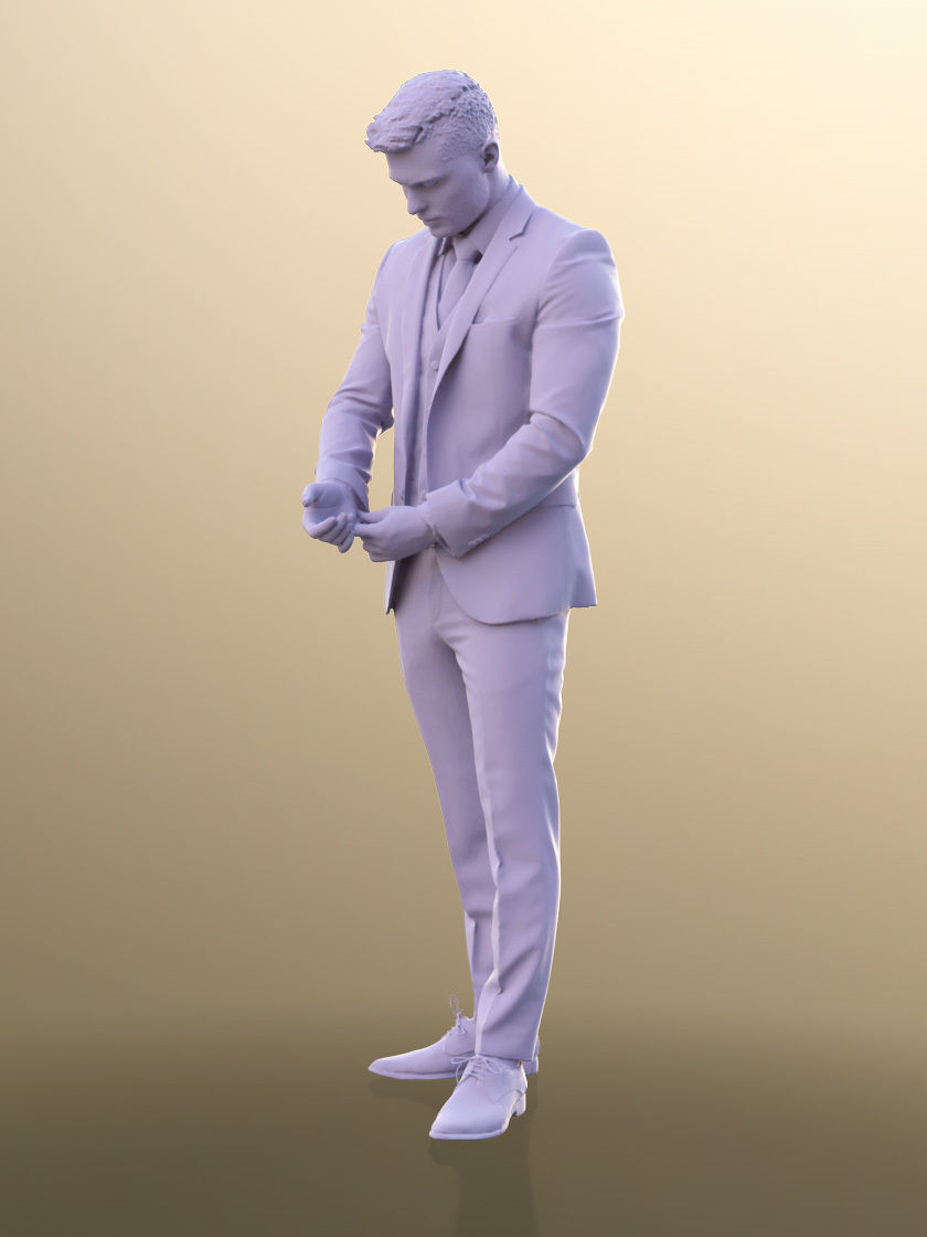 Rick 10785 - Business Man Fixing Button Low-poly 3D model_5
