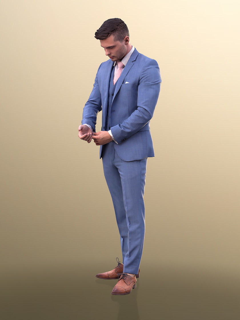 Rick 10785 - Business Man Fixing Button Low-poly 3D model_3