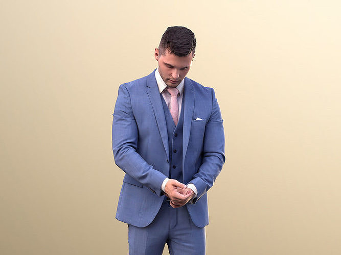 Rick 10785 - Business Man Fixing Button Low-poly 3D model