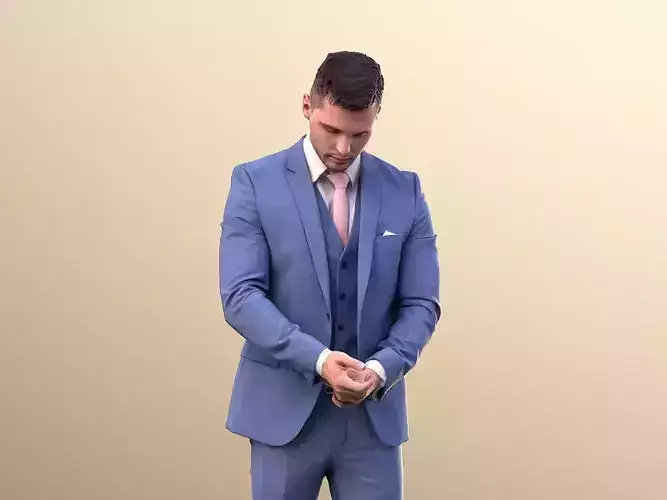 Rick 10785 - Business Man Fixing Button Low-poly 3D model