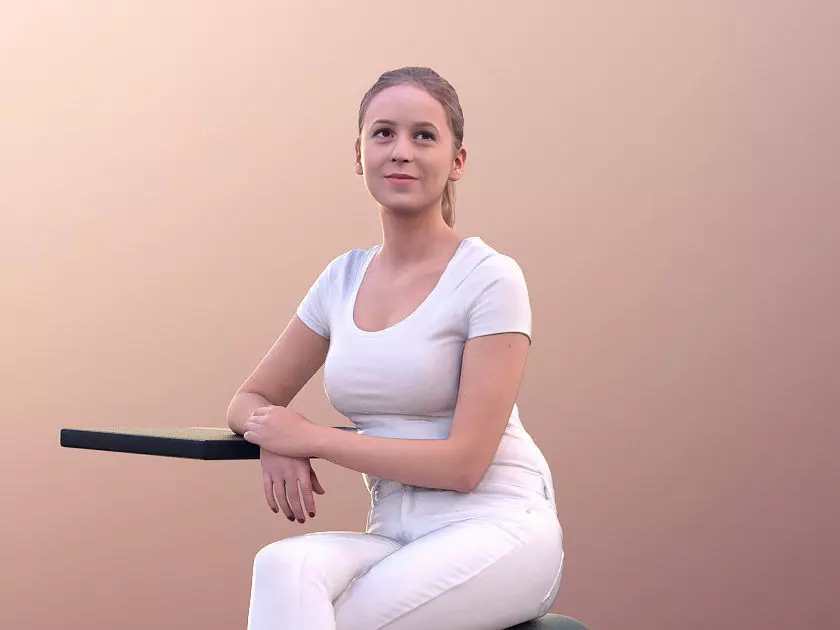 Elena 10670 - Female Doctors Assistant Sitting Low-poly 3D model