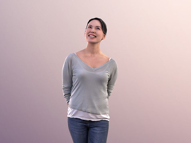 Bao 10556 - Asian Woman Looking Around Low-poly 3D model