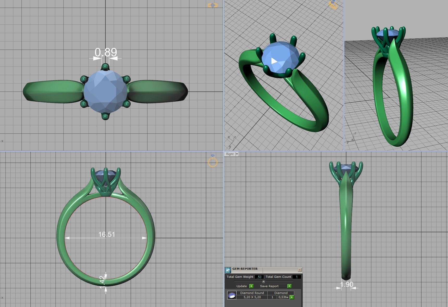 Two-Tone Classic Engagement ring 3dmodel 3D print model_9